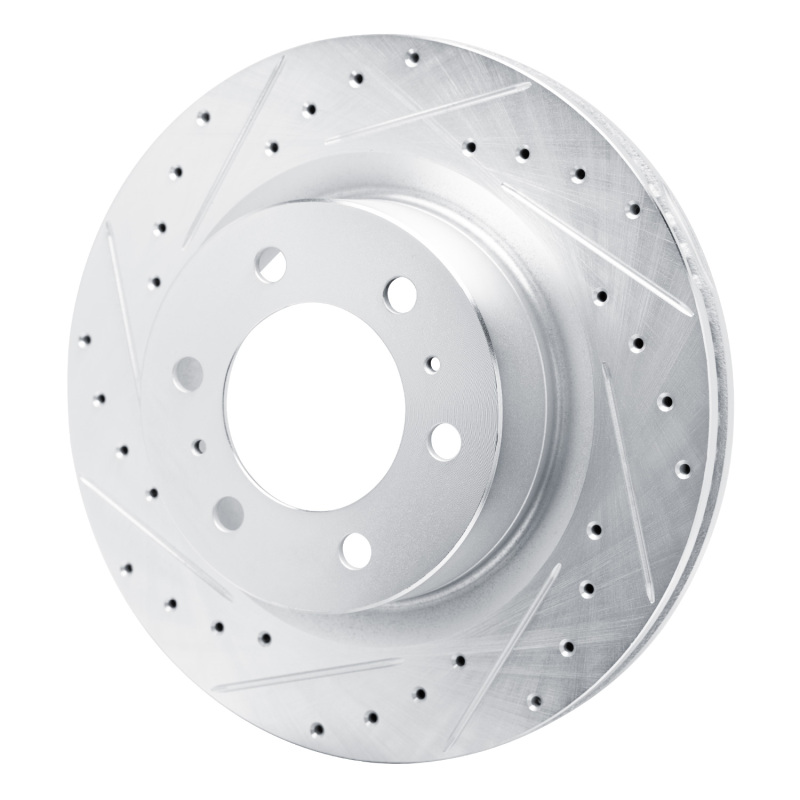 Lexus GX550 Brake Rotor (1) - Front Left - R1 Concepts - Drilled & Slotted - Silver - `22-`25